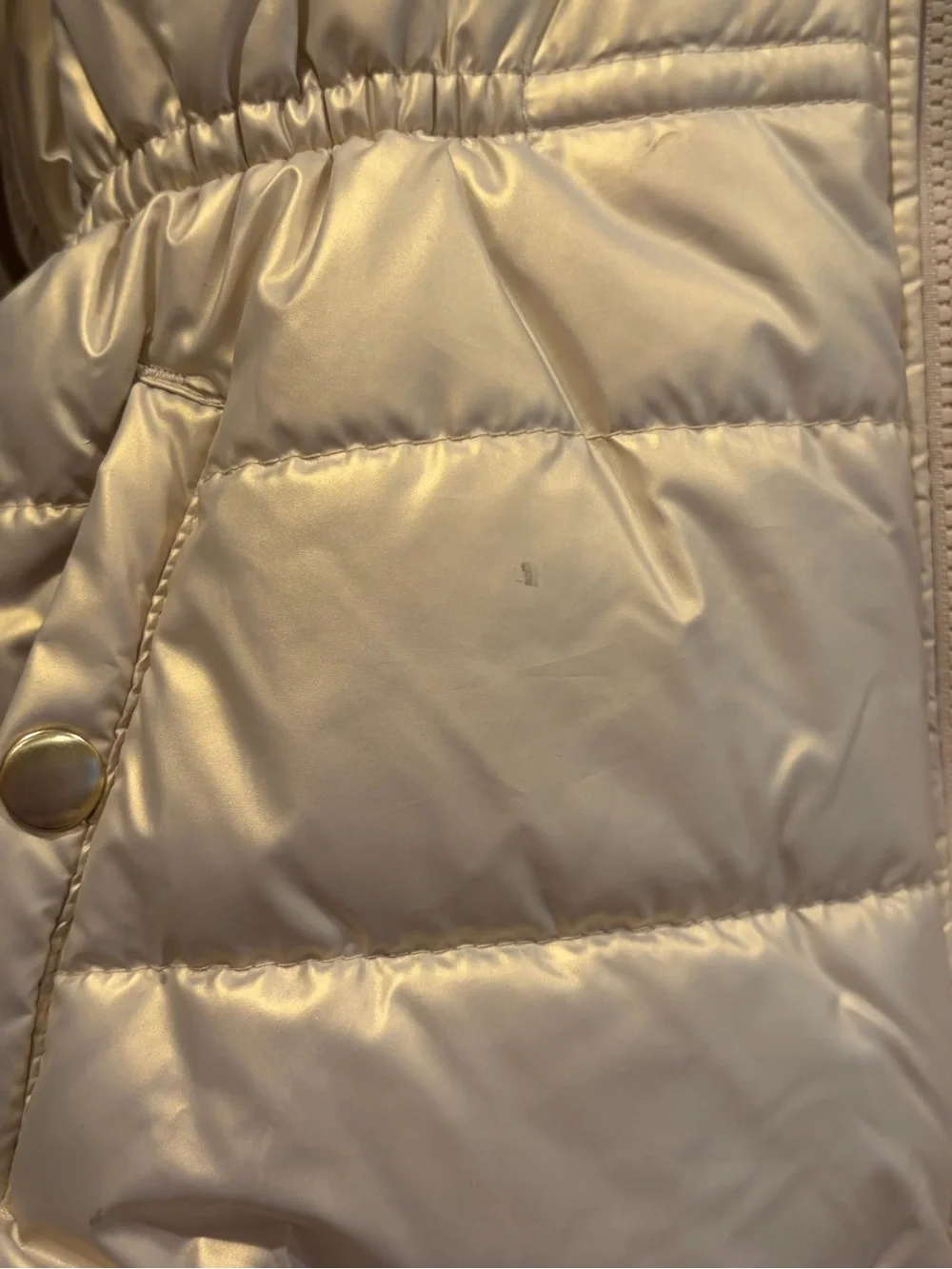 Carter’s Metallic Gold Cream Hooded Puffer Jacket with Faux Fur Trim 🤎